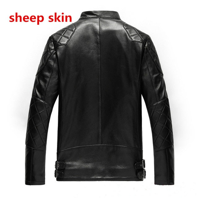 Bakham genuine leather male leather jacket (slim stand collar short design )