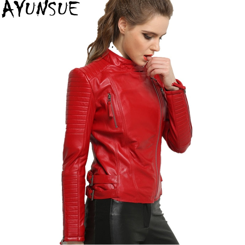 Real Sheepskin Coat Female Genuine Leather Jacket Short Slim Jackets For Women