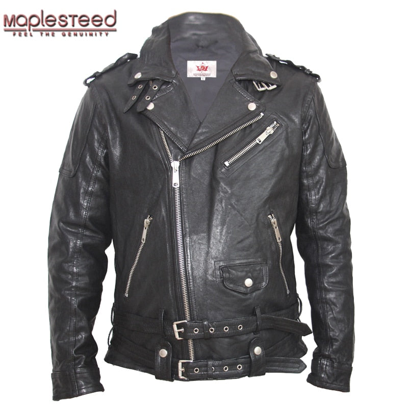 MAPLESTEED Tanned Leather Jacket Moto For Men