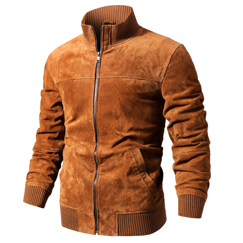 FLAVOR Men’s Real Leather Jacket Men Pigskin Slim Fit Genuine Leather Coat