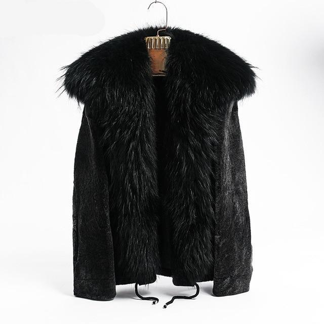 HUYOU 2019 Raccoon Fur Coat Natural Fur Parkas Female Winter Real Fur Jacket