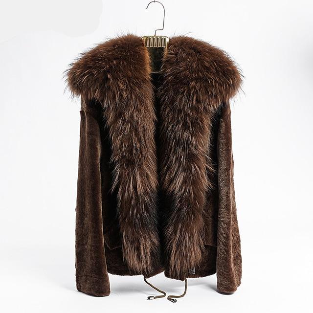 HUYOU 2019 Raccoon Fur Coat Natural Fur Parkas Female Winter Real Fur Jacket